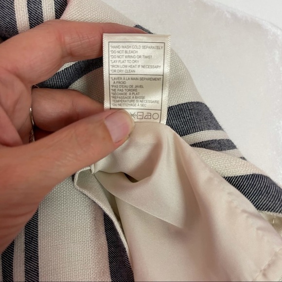 Cupcakes and Cashmere Sheath Dress 10 Ivory Navy Striped Sleeveless Back Cut Out - Picture 12 of 14